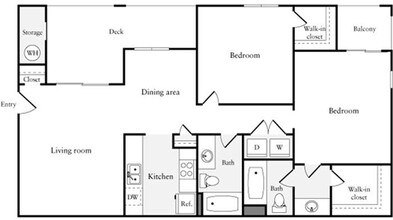 2 Bedrooms B 01-5111 floor plan